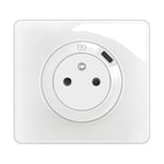 LEGRAND - Prise Electrique Murale avec Terre Céliane Surface avec Prise Chargeur USB 7,5W intégré + Plaque- Prise Affleurante avec Socle Rétractable - Blanc