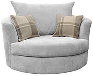 Sofas and More Large Swivel Round Cuddle Chair Fabric (Light Grey)