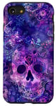 Coque pour iPhone SE (2020) / 7 / 8 Aquarelle violette ethnique horreur bleu feu flamme crâne