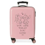 Disney Joumma Stitch You Love Valise Cabine Rose 38 x 55 x 20 cm Rigide ABS Fermeture à Combinaison latérale 34 l 2 kg 4 Roues Bagage Main, Rose Amour, Valise