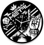 Instant Karma Clocks Wall Clock ➤ Heavy Metal Guitar Music Keyboard Drummer, Engineered Wood, Black, Ø12inch