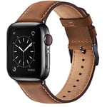 WFEAGL Compatible avec Bracelet Apple Watch 40mm 41mm 38mm 42mm(Séries 10), Bracelet de Cuir Véritable Remplacement pour iWatch Séries 10 9 8 7 6 5 4 3 2 1/SE/Ultra(Rouge/Marron)