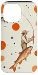 Coque pour iPhone 14 Pro Max Orange Aquarelle Polka Dots Fishing Pattern Art Print