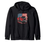 Fire Truck American Flag Rug Zip Hoodie