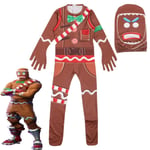 Gingerbread Men Jumpsuit kostym Halloween Cosplay kostym med mask 120CM