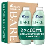 Head & Shoulders Anti dandruff Shampoo, Soothing Hydration Sulphate free, 2 x 400 ml, Duo Pack. Bare Shampoo For Dry Itchy Flaky Scalp, Minimal Ingredients, Free from Dyes