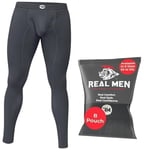 Real Men D Pouch Compression Pants Men, Mens Leggings, Yoga Pants, Tights, Base Layer Men Cold Weather, B Pouch- 1 Pack- Grey, Large