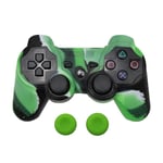 Camo-Vert - Coque De Protection En Caoutchouc Et Silicone Pour Manette De Jeu Playstation 3, Avec 2 Capuchons De Poignées