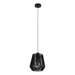 Eglo Suspension luminaire Persley, lampe de plafond suspendue au style japonais, lustre pour salle à manger, métal et papier en noir, certifiée FSC, douille E27, Ø 22 cm