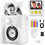 Kids Camera- Instant Print Camera 1080P 2.4 Inch Screen Digital Video Camcorder Camera with 16X Digital Zoom, 32GB TF Card & Colour Pen Included for Girls & Boys Gifts