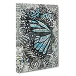 Big Box Art The Blue Butterfly Effect in Abstract Canvas Wall Art Framed Picture Print, 30 x 20 Inch (76 x 50 cm), Grey, Black, Turquoise