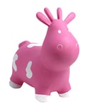 Happy Hopperz Inflatable Bouncy Animal with Grippable Ears/Horns, Easy to Clean Space Hopper for Indoor and Outdoor Play, Bouncing Toy, Pump Included, 12 Months-5 Years, Pink Cow