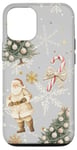 Coque pour iPhone 12/12 Pro Coquette Père Noël et sapin de Noël esthétiques Beige neutre