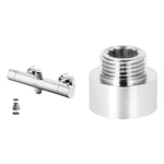 GRIFEMA G17005, Robinet Thermostatique Universal, Double Sorties, Mitigeur Colonne & BFG Réduction 3/4" BSP (24,1mm) Femelle x 1/2" BSP (21mm) Mâle, Laiton Chromé, Adaptateur de Réduction