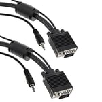 BeMatik - Super VGA câble avec prise audio de 3,5 mm mâle mâle de 15 m