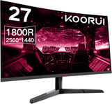 27'' Ecran PC Gaming Incurvé 1800R, Moniteur PC Dalle VA, Résolution QHD (2560X1440), 144HZ, 1MS, DCI-P3 85%, Lunette Ultra-Mince, Inclinaison réglable, Prend en Charge HDMI/DP.[G32]