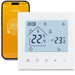 Beok Thermostat Connecté WiFi Maison Connectée Thermostat pour Plancher Chauffant à Eau Thermostats d'ambiance Programmables sans Fil Compatible Alexa, Google Home 3A,Blanc