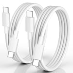 Cable Usb C Blanc 3 M 2Pack, Pd 60W Câble Usb C Vers Usb C Charge Rapide Pour Iphone 16/16 Pro/16 Plus/15/15 Pro/15 Pro , Ipad 10. Gen, Ipad Air/Pro, Macbook Air/Pro Usw