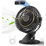 Ventilateur de Table Rechargeable,Mini Ventilateur usb avec Écran LCD,5 Vitesses,Rotation 720°,Ventilateur Portable,Ventilateur Silencieux pour