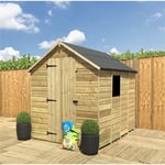 6 x 4 Pressure Treated Low Eaves Apex Garden Shed with Single Door