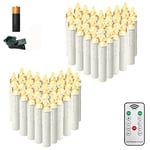 HENGMEI Lot de 50 bougies LED sans fil avec télécommande et batterie - Éclairage de sapin de Noël - Blanc chaud - Sans flamme - Pour sapin de Noël, mariage, fête