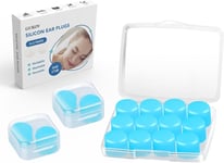 8 Pairs Silicone Ear Plugs for Sleeping, Reusable 16 count (Pack of 1), Blue 