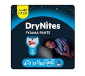 Huggies DryNites, Night Time Pants For Boys - Boys 4-7yrs (64 Pants) - Pyjama Pants With Discrete Protection - Unbeatable Night Time Protection