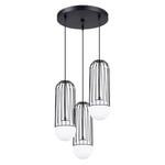 SOLLUX lighting - Suspension Luminaire Brina - Lampe Pendante - Lustre de Salon Élégante - Longue Durée de Vie - Design Attrayant - Acier - G9, 3x max 8W LED, ~230V, 50Hz - Noir