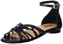 usha FESTIVAL Femme Sandales en Cuir, Noir, 37 EU