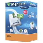 Menalux 2000 MP 12 Vacuum Bags (Synthetic Dust Bags, High Suction Power & Filtration, Hygiene Closure, Anti-Odour, Neutralises Odours, Tear-Resistant, +50% Service Life, White)