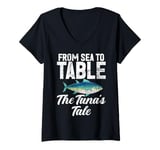 Womens From Sea to Table The Tuna’s Tale Tuna Fishing V-Neck T-Shirt