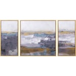 Lot de 3 peintures sur toile cadre en bois paysage abstrait 200x4x100 cm triptyque