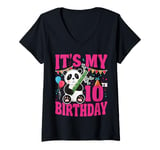 Womens In My 10th Birthday Era Ten Bday 10 Year Old Birthday Girl V-Neck T-Shirt