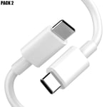 Câble USB-C vers USB-C pour iPhone 15 Pro Max, iPhone 15 Pro, iPhone 15, iPhone 15 Plus - Blanc 1M - Lot de 2 - E.F.Connection