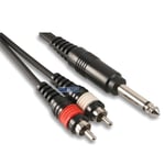 PRO 1.8m 6.35mm MONO 1/4" Inch Jack to 2 RCA PHONO CABLE AMP SPEAKER HIFI LEAD