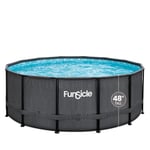 FUNSICLE, Piscine Tubulaire, Hors Sol, Ronde Ø 3,66M X H1,22M, Modèle Oasis Pool, Livrée avec Épurateur, Échelle, Kit d'entretien, Bâche et Tapis, Coloris Noir Tressé