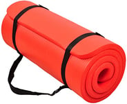 BalanceFrom GoCloud Tapis de yoga multi-usages de 2,5 cm extra épais haute densité anti-déchirure avec sangle de transport (rouge)