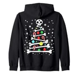 Funny Xmas Bones Skeleton Christmas Tree Zip Hoodie