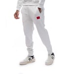 Hugo Boss Mens Red Logo Label Tracksuit Bottoms in White material_cotton - Size Medium