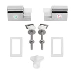 Woltu toilettes amovible Duroplast Fix-Clip Abattant de WC à descente automatique Soft Close Accessoires, Pièce de Rechange Chromé Boîtier + Abaissement Automatique Kit moyeu + vis