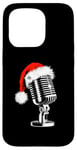 Coque pour iPhone 15 Pro Bonnet de Père Noël avec microphone - Style vintage - Karaoké - Amoureux de Noël