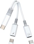 Adaptateur Usb C Vers Jack Audio(2 En 1)Double Type C Pour Apple Iphone16 15 Pro Max Écouteur Compatible Avec Samsung S24 S23 Casque Chargeur Splitter Pour Ipad Ecouteur Connecteur[QUE072079]