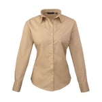 Premier Women´s Poplin Long Sleeve Blouse - skjorta - Khaki - 10/S