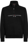 New Mens Tommy Hilfiger Logo Mockneck 1/2 Zip Jumper Sweatshirt Black Size S