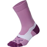 Juoksusukat 2XU Vectr Light Crew Socks Unisex Pastel Pink/Wood Violet