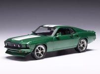 IXO 1/43 DIECAST 1969 FORD MUSTANG CUSTOM FASTBACK GREEN/WHITE STRIPES CLC530