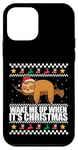 Coque pour iPhone 12 mini RÉVEILLE-MOI QUAND C'EST NOËL ! Meme Sloth Santa Ugly