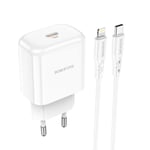 Borofone BN3 20W PD 2.0 QC 3.0 Laturi USB-C + USB-C Lightningiin, 1m