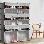 Daccormax - Meuble Chaussure diy, Rangement Chaussure de 12 Cubes avec Portes, Meuble à Chaussures Écologique, Plastique pp, 9136125cm