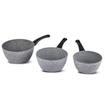 KARACA Gris Biogranit 3-Piece Sauce Pan, 16cm Milk Jug, 18cm Milk Jug, 20cm Milk Jug, Grey